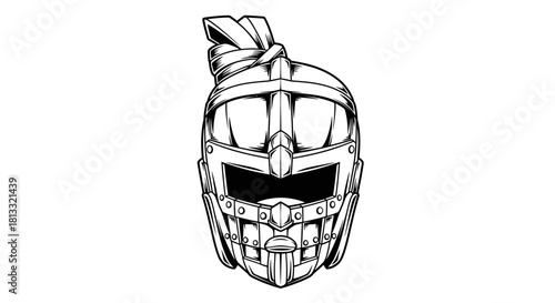 A stylized black and white line drawing of an ornate Egyptian scarab beetle.