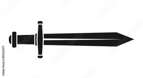 A stylized black and white line drawing of an ornate Egyptian scarab beetle.