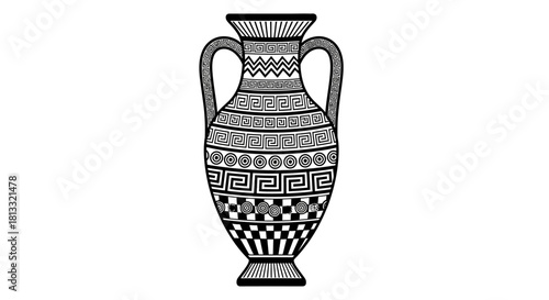 A stylized black and white line drawing of an ornate Egyptian scarab beetle.