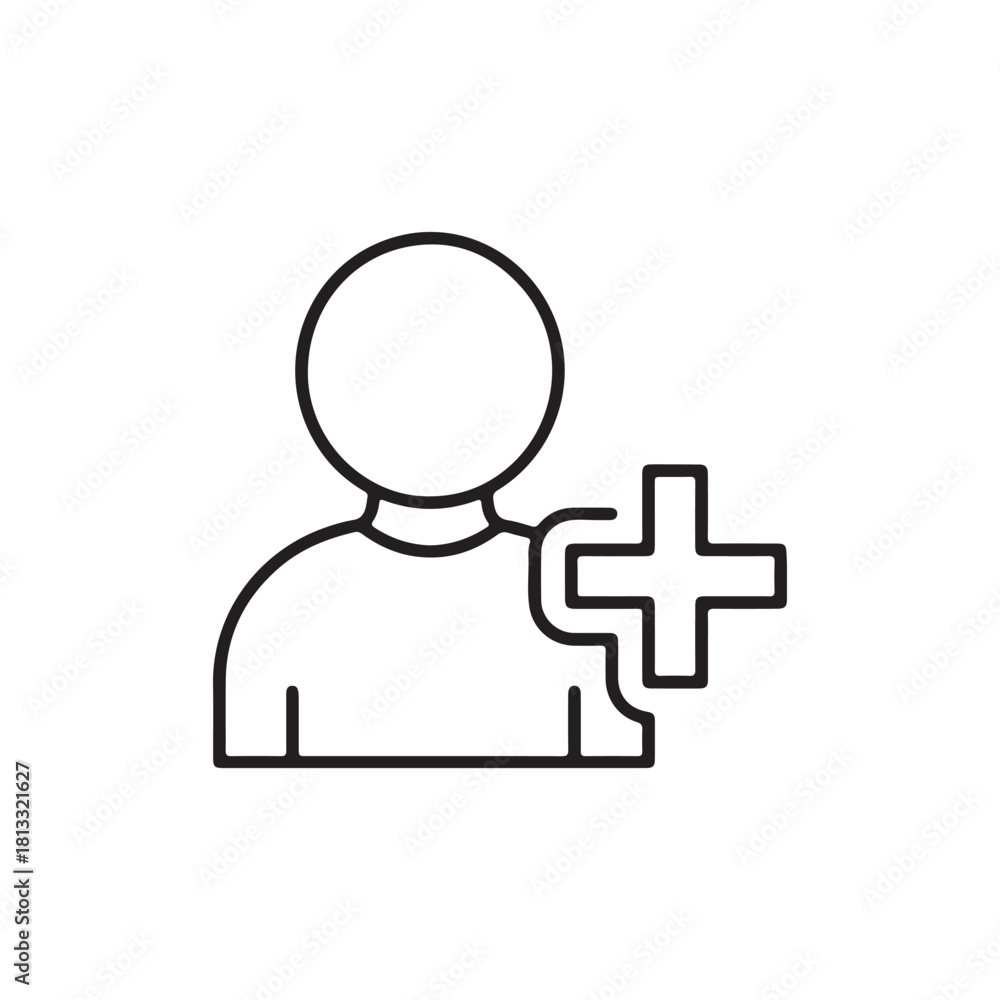 Fototapeta premium Outline icon to add, create, or register a new user or account profile.