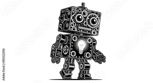 A stylized black and white line drawing of an ornate Egyptian scarab beetle.