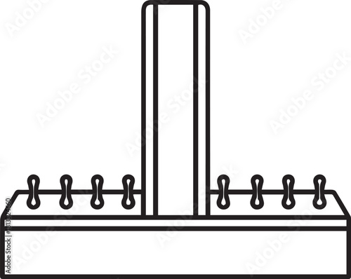 Modern minimalist line art of a T-shaped object, perfect for architectural design, engineering plans, or construction blueprints with clean and simple lines