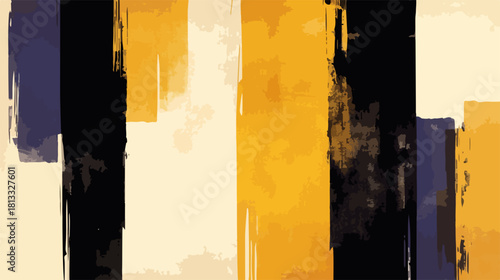 다채로운 노란색, 검은색, 파란색 붓터치와 질감이 어우러진 추상적인 세로 블록 패턴이 현대적인 배경 디자인을 위한 예술적인 분위기를 연출합니다.