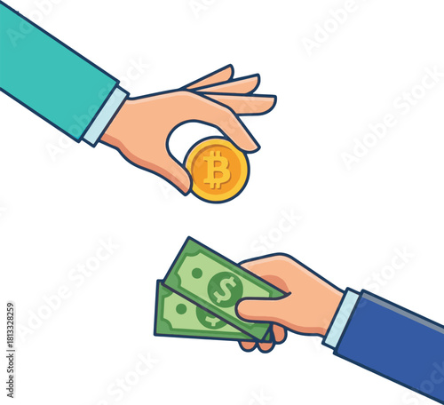 Bitcoin and Fiat Currency Exchange Transaction