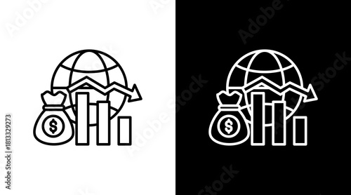 Economic Downturn White Icon Set Design