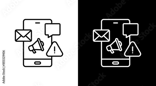 Social Media Crisis White Icon Set Design