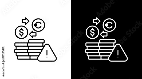 Currency Devaluation White Icon Set Design