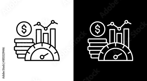 Economic Indicators White Icon Set Design