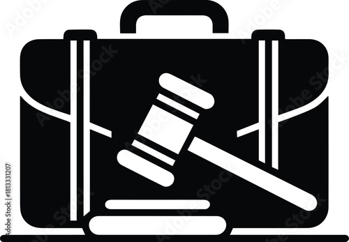 Gavel and Briefcase Vector Icon: Law, Justice, Legal Services Logo