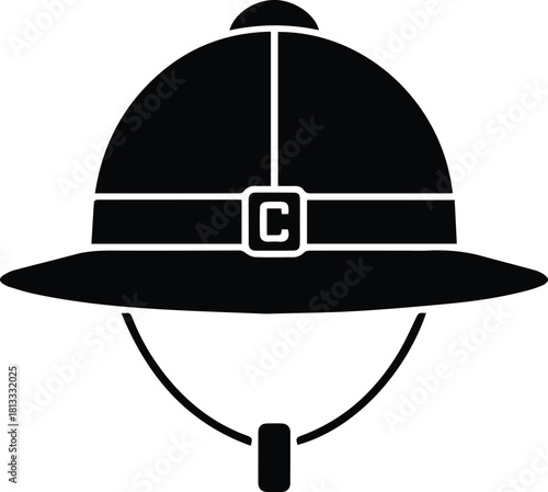 Pith Helmet Vector Icon: Safari, Explorer, Tropical Sun Hat