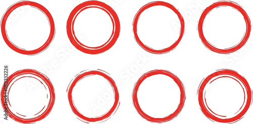 Four Red Circles Arranged in a Two By Two Grid on a White Background outline outlines