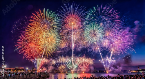 A fireworks over the city.