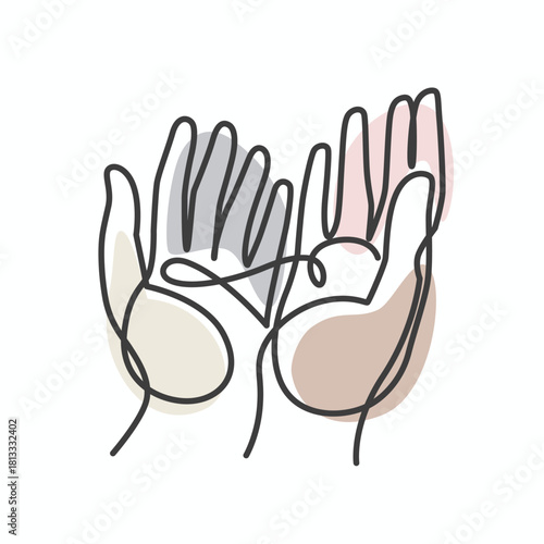 Hands Praying one line drawing. Hands Praying single line illustration. Hands Praying minimalist line art. Hands Praying vector art