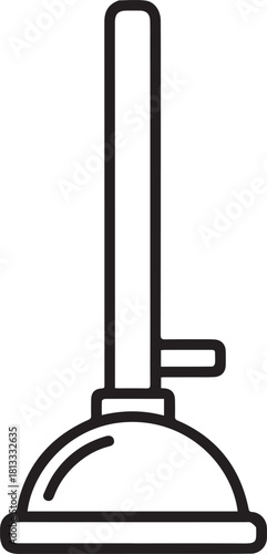 Simple outlined plunger design for plumbing solutions, unclogging drains, and home maintenance projects, ideal for cleaning services and DIY households