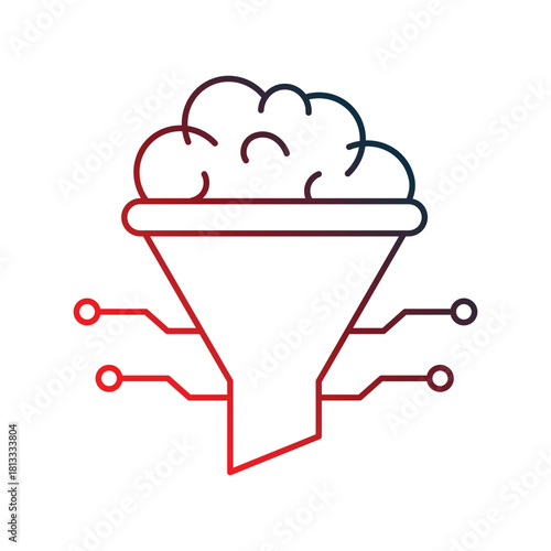 Ai Funnel icon with white background vector stock illustration