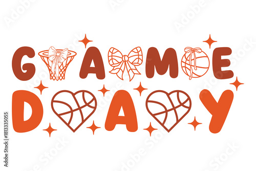 Game Day Basketball Heart T-Shirt - Sports Bow Love Tee