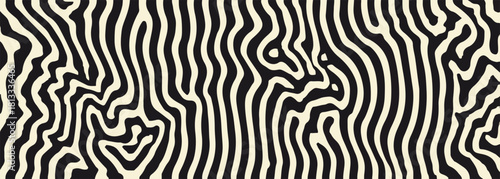 검은색과 흰색 물결 모양의 추상적인 패턴으로, 텍스처와 디자인에 적합한 벡터 아트워크입니다.