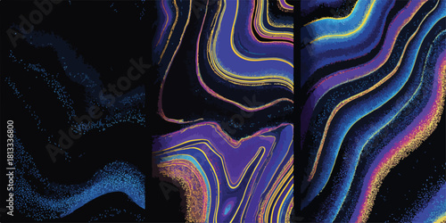 추상적인 배경에 다채로운 색상의 물결 모양 패턴이 흐르는 모습