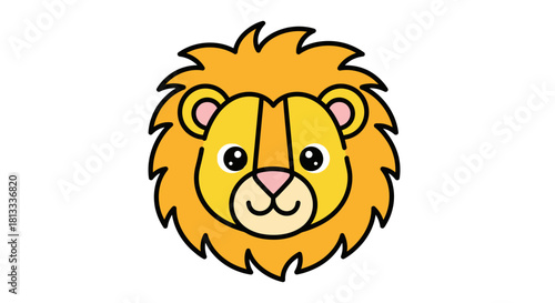 Cartoon illustration of a cute baby lion vector isolated on white with a funny smile and wild mane