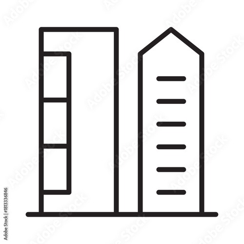 Office icon or logo isolated sign symbol vector illustration. Residential building icon, residential building line art simple line art of residential building. Simple drawing of a tall office building