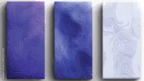 세 가지 추상적인 파란색과 보라색 배경의 유기적인 패턴 디자인, 현대적인 그래픽 리소스