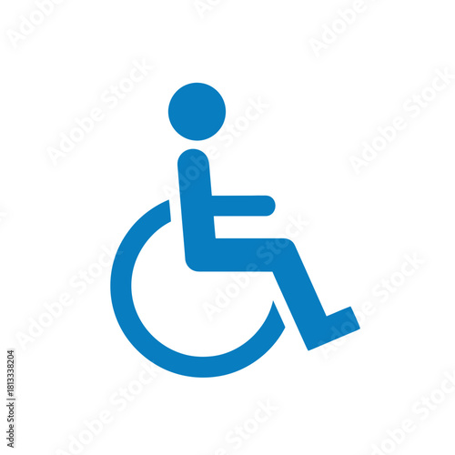 Universal Accessibility Wheelchair Symbol Icon on a Bright Blue Circle Background