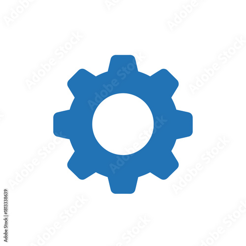 Blue Gear Icon Settings Mechanism Technology System Automation Control Graphic