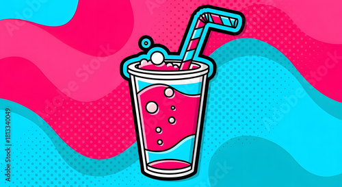 Wallpaper Mural Retro Wave Drink Illustration: Pop Art Style Beverage Torontodigital.ca