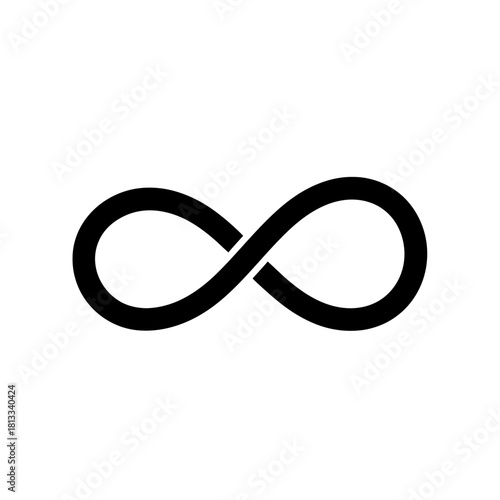 Infinity Symbol Black and White Simple Icon Design Eternity and Limitless Concept