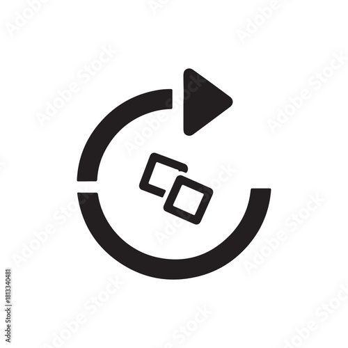 Solid icon for refreshing, syncing, updating, or resetting user data icon on white back ground