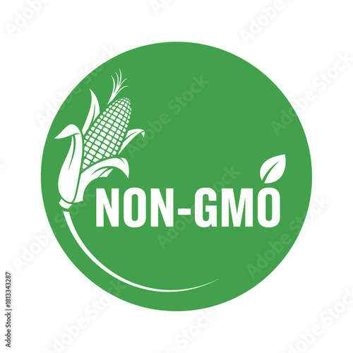 Non GMO Corn Logo Green Circle Design Indicating Non Genetically Modified Product