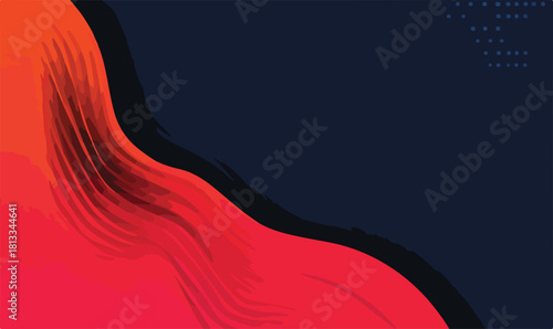 추상적인 붉은색과 주황색 물결 무늬가 어두운 배경에 대비되는 동적인 벡터 디자인