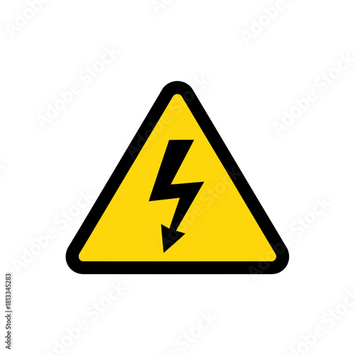 Warning Sign High Voltage Electric Shock Hazard Symbol Yellow Triangle Caution