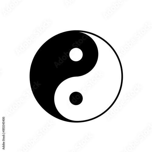 Yin Yang Symbol Black White Balance Harmony Spiritual Concept Icon Graphic