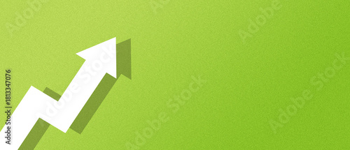 white paper arrow on lime green background symbolized business development and growth concept