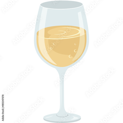 Elegant Wine Glass Illustration with Golden Liquid