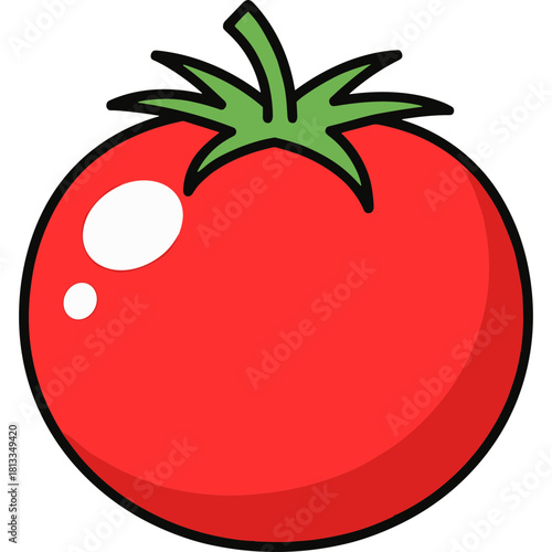 Tomato Vector Icon with Bold Outline and Transparent Background