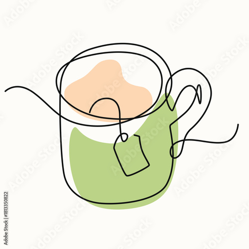 A Glass of Tea one line drawing. A Glass of Tea single line illustration. A Glass of Tea minimalist line art. A Glass of Tea vector art 