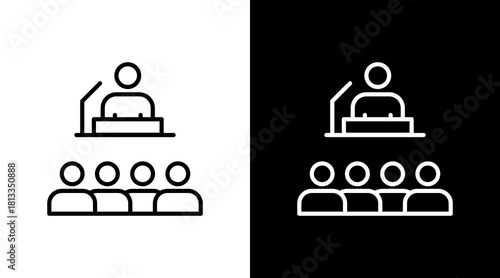 Conferences White Icon Set Design