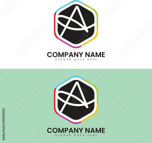 A logo hexzagon , A letter Logo , Colourful Letter A Logo Design Vector Template | Abstract Hexagon Dynamic Line Art Brand Identity