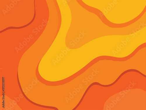 따뜻하고 추상적인 오렌지와 노란색의 물결 모양 배경, 부드러운 색상 전환과 유기적인 형태