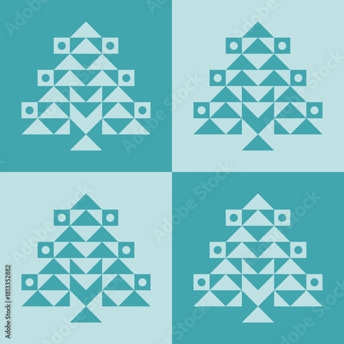 Pattern Christmas Ornaments Tree Abstract Retro. Designed for interior decor, product packaging, and trendy digital assets Christmas Abstract Bg.