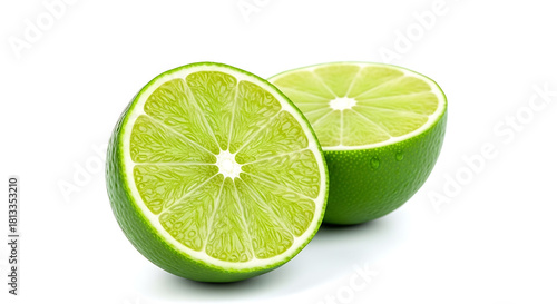 Sliced Lime on White Background 