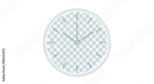 Transparent clock face with hands indicating passing time, symbolizing abstract concepts of time and measurement.