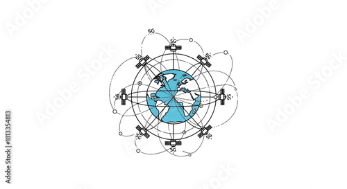Global network of satellites orbiting planet earth, representing communication and connectivity