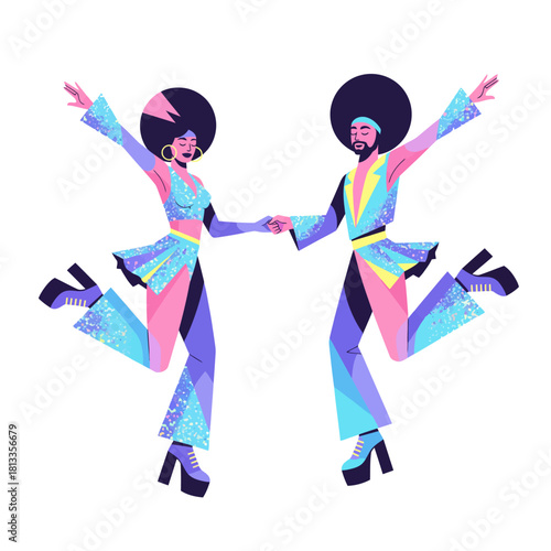Retro Vibes Disco Characters in Vintage Outfits, a Blast from the Past
