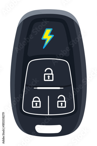 Remote control with lock and unlock buttons isolated on, representing security and convenience