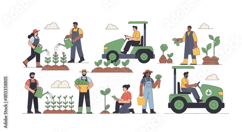 Modern Community Farming & Gardening Vector Illustration