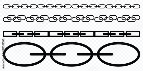 Chain brush set. chain pattern set of braided ropes. eps 10