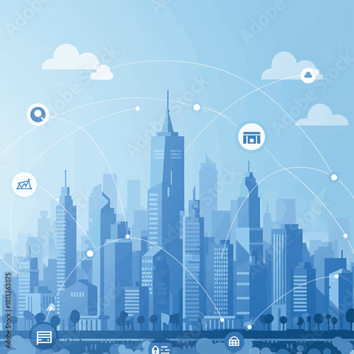 Smart City Technology and Connectivity Futuristic Urban Landscape